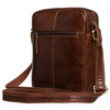 Skórzana listonoszka męska w brązowym kolorze z saszetką w zestawie - Peterson