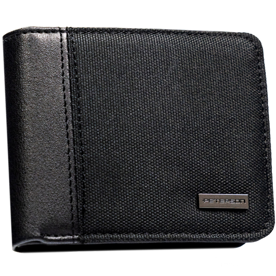 Čierna, kompaktná pánska peňaženka z ekokože - Peterson