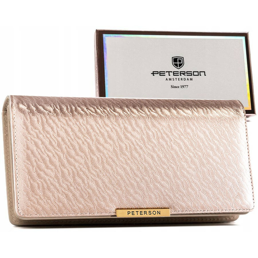 Dámska peňaženka z ekologickej kože v béžovej farbe so zapínaním na patentku a zips – Peterson