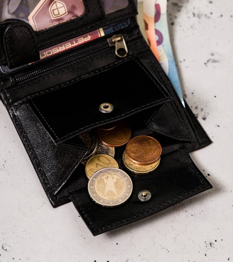 Leather wallet RFID PETERSON PTN 363 2-1-1 BLACK