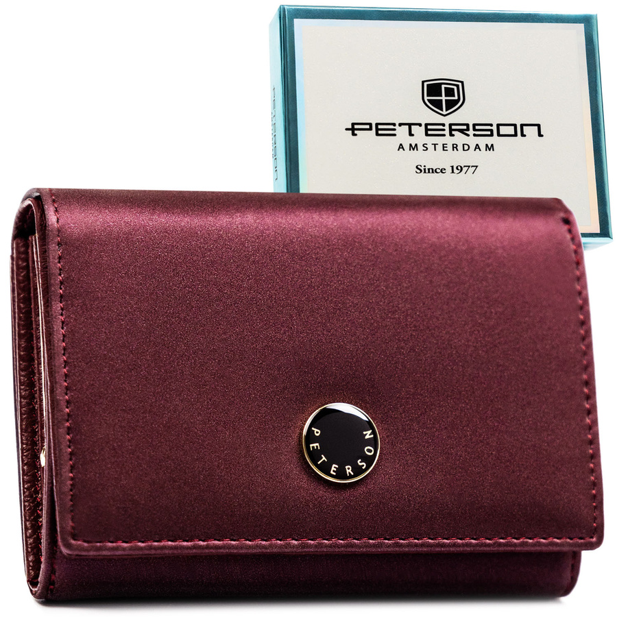 Fialová dámska kožená peňaženka s RFID ochranou a dvojitým mincovníkom - Peterson