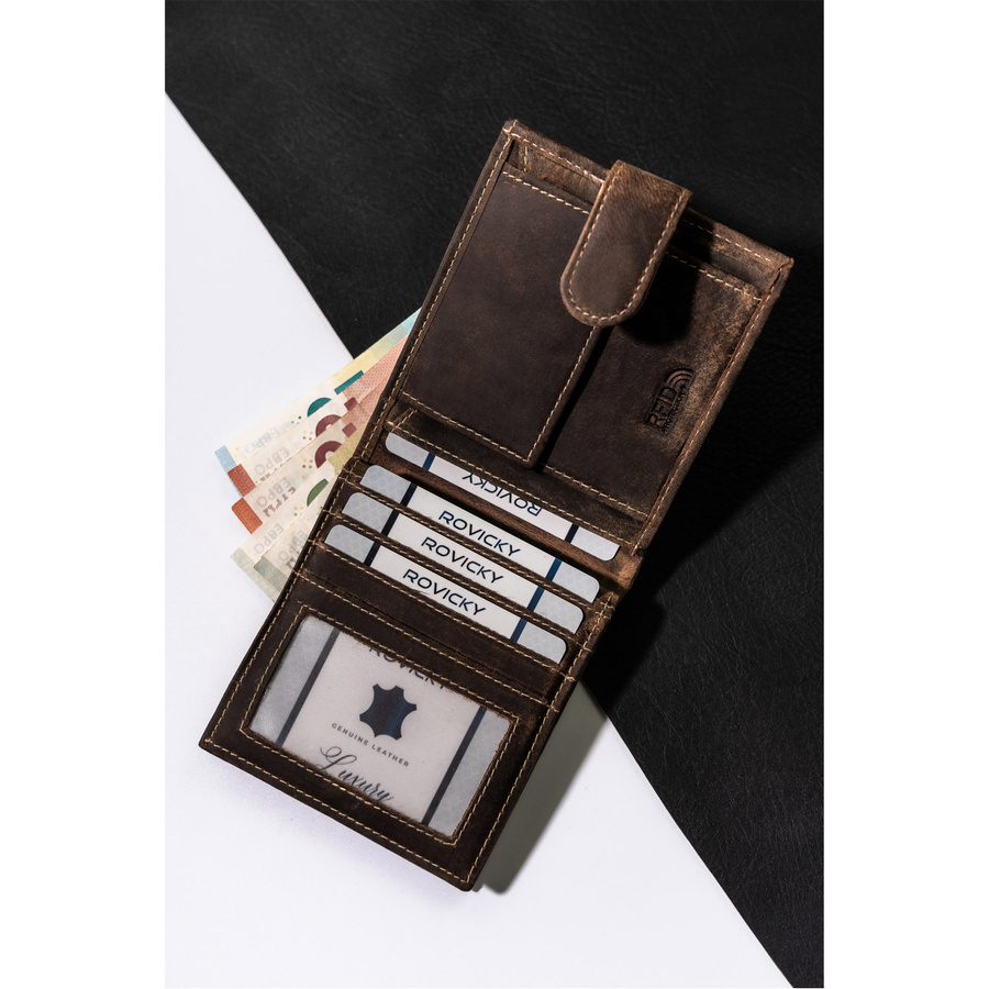 Duży skórzany portfel męski z zatrzaskiem - Buffalo Wild