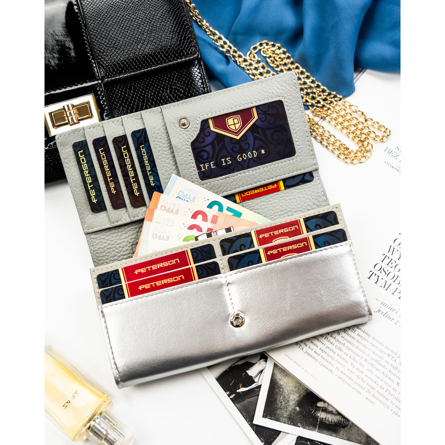 Leather+leatherette wallet RFID PETERSON PTN PX24-1-NPK