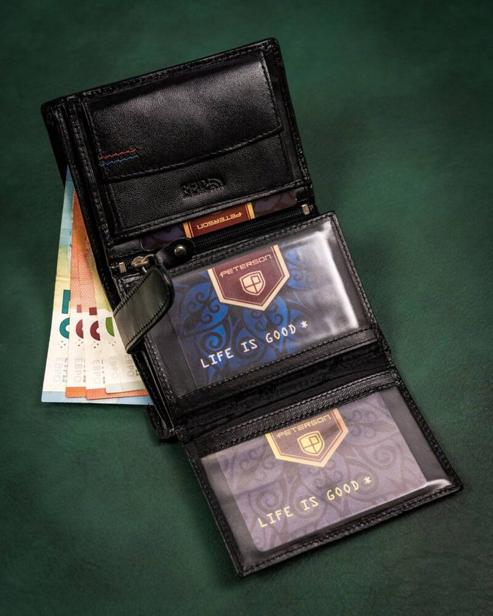 Leather wallet & key ring PETERSON PTN SET-M-1542-KCS