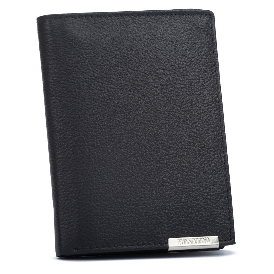 Veľká čierna pánska kožená peňaženka 4U Cavaldi bez zapínania s RFID ochranou