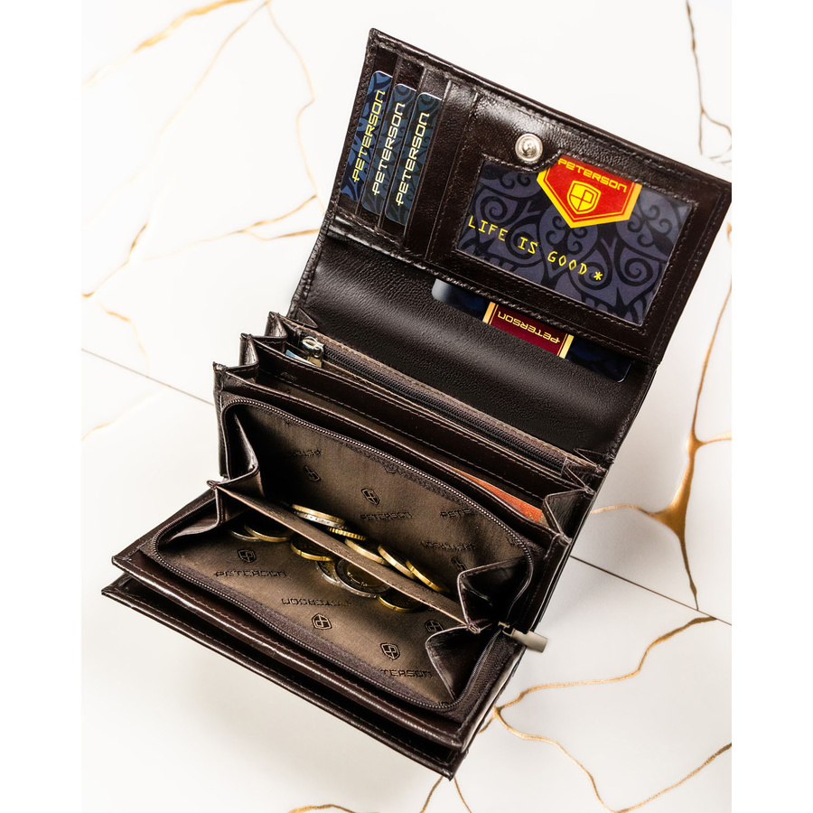 Leather wallet RFID PETERSON PTN RD-22-NGV