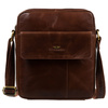 Skórzana listonoszka męska w brązowym kolorze z saszetką w zestawie - Peterson