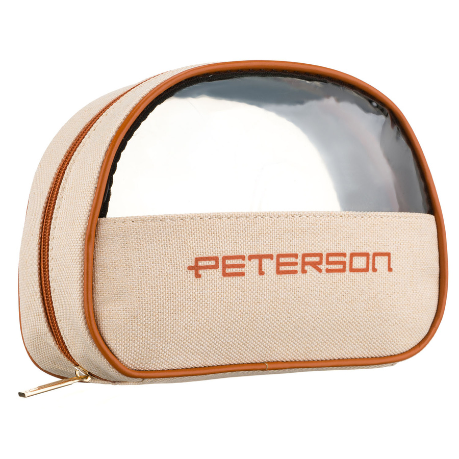 Béžovo-hnedá dámska kozmetická taštička s priehľadným panelom a zipsovým zapínaním