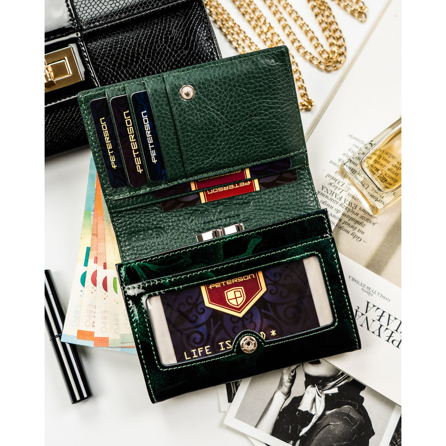Leather and leatherette wallet RFID PETERSON PTN PS445-FDS