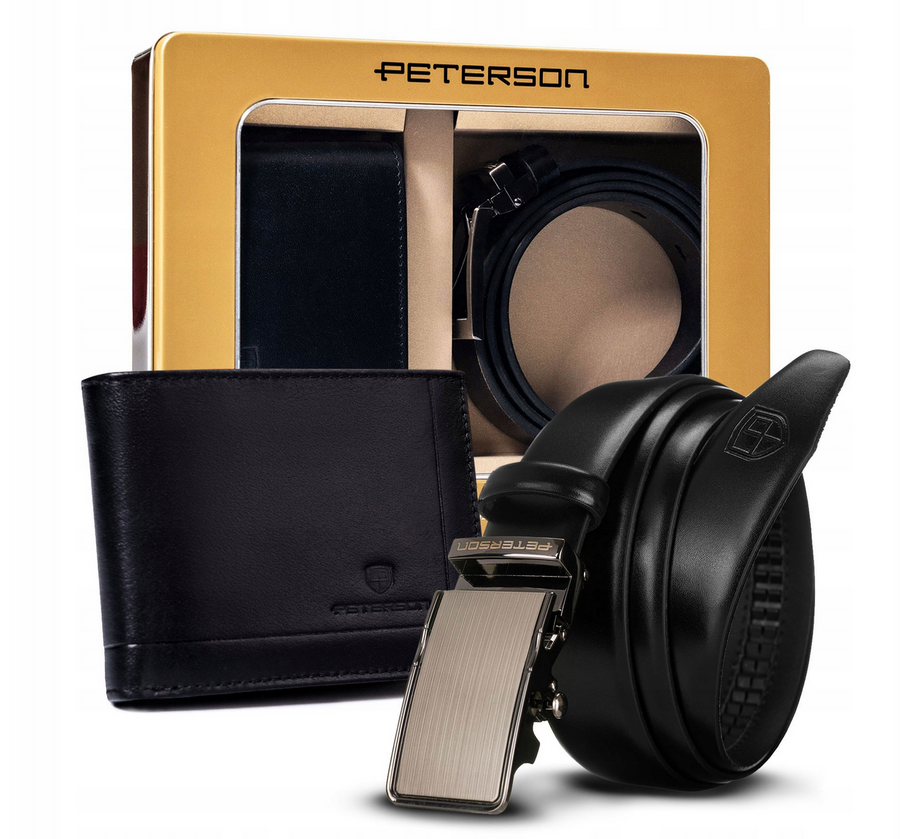 Leather wallet+belt set PETERSON PTN ZM70