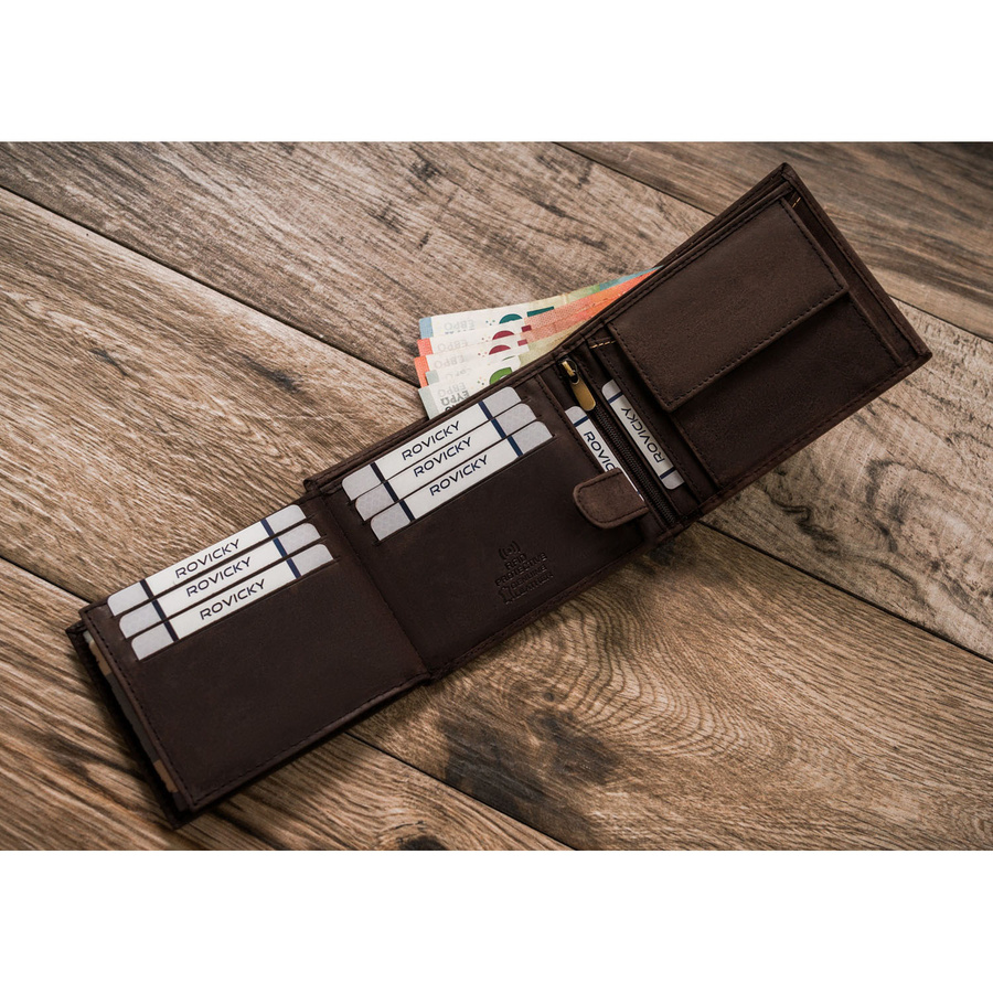 Leather wallet RFID ALWAYS WILD N992-CHM-HORSE-BL BR