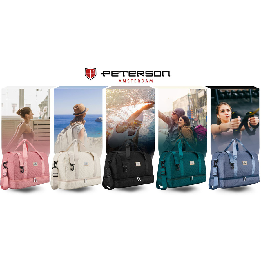 Zielona, treningowa torba wykonana z poliestru, dwukomorowa - Peterson