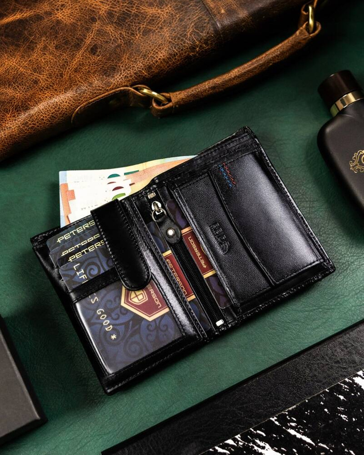 Leather wallet & key ring PETERSON PTN SET-M-1542-KCS