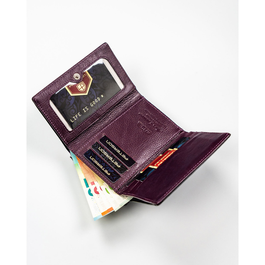 Leather and leatherette wallet RFID PETERSON PTN PS15-09-FDS