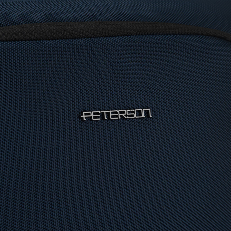 Granatowy plecak podróżny z poliestru z miejscem na laptopa, zawieszony na regulowanych szelkach - Peterson