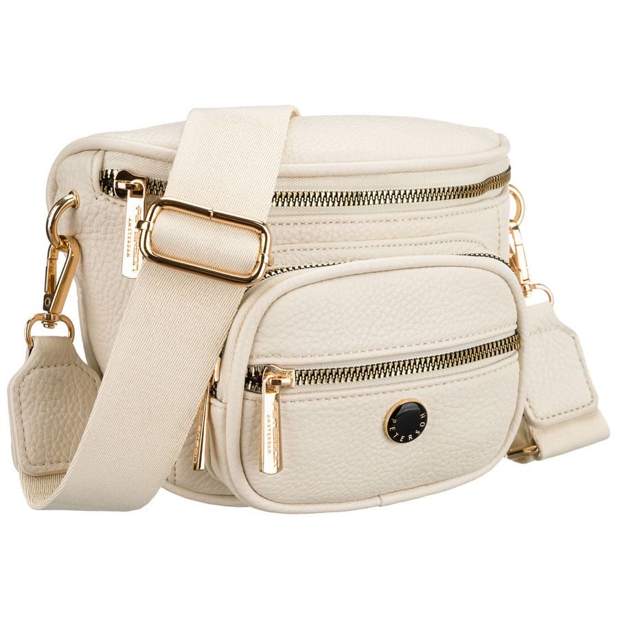 Saszetka damska wykonana ze skóry ekologicznej w jasnobeżowym kolorze - Peterson