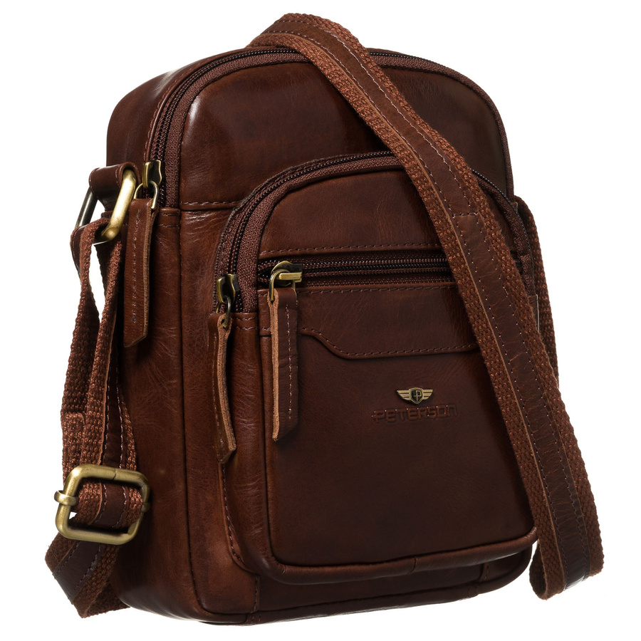 Hnedá kožená pánska crossbody taška Peterson – elegantný doplnok pre moderného muža