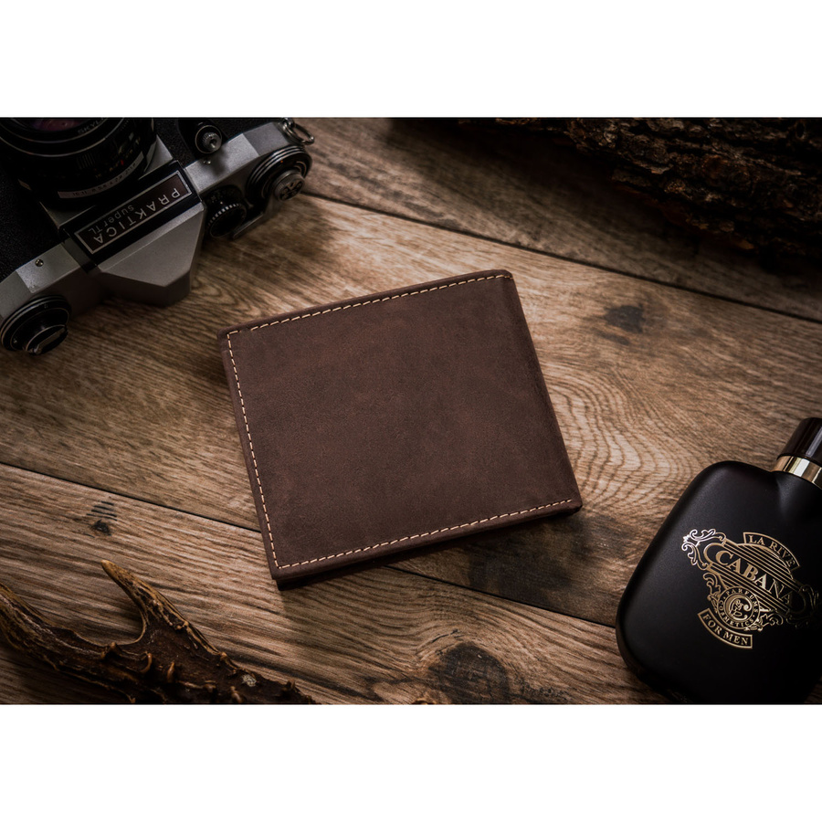 Leather wallet RFID ALWAYS WILD N992-CHM-HORSE-BL BR