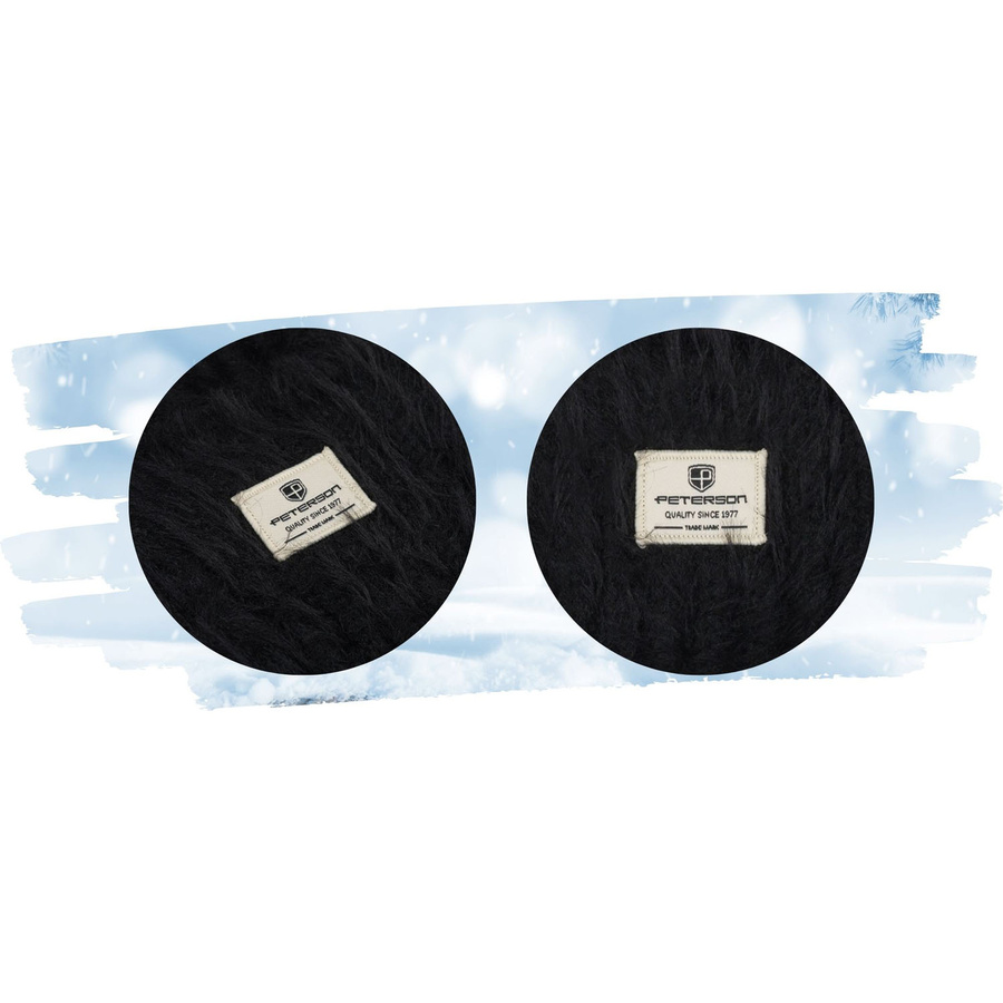 Zimowa czapka damska beanie w czarnym kolorze wykonana z nylonu - Peterson
