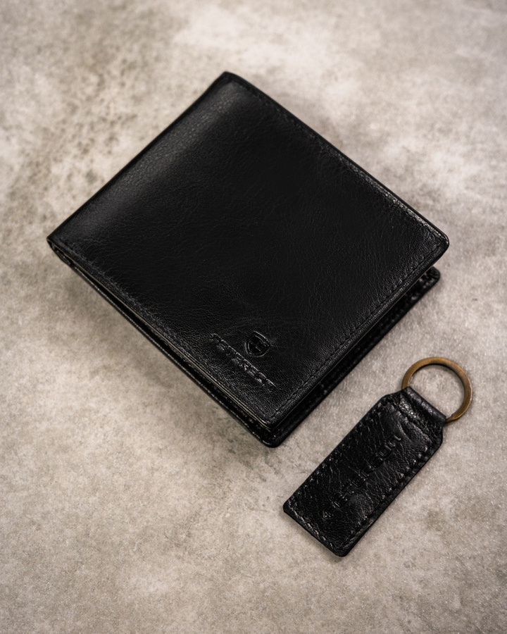 Leather wallet+key ring set PETERSON PTN SET-M-N994-GVT