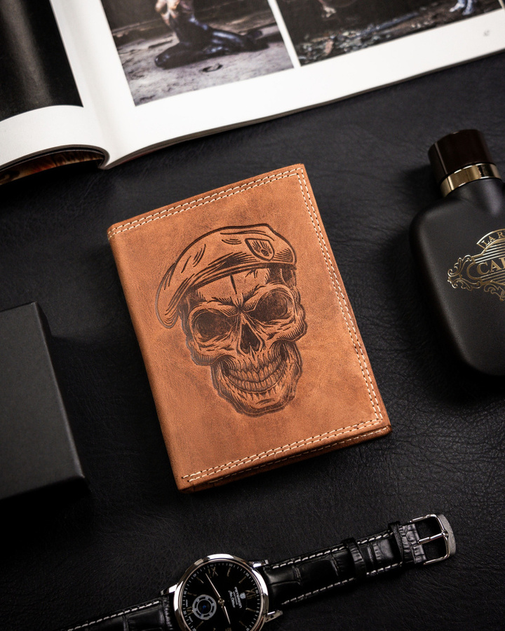 Leather wallet RFID ALWAYS WILD N4-CHM-SKULL