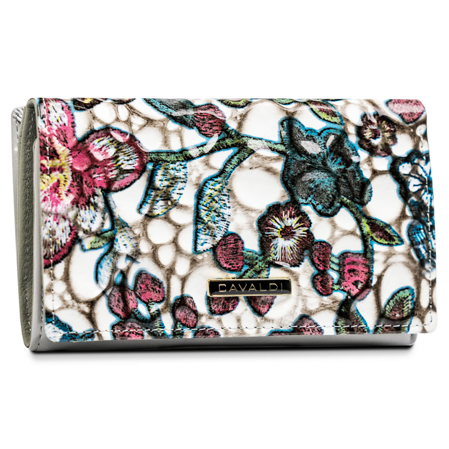 Pojemny portfel damski w kwiaty zamykany na zatrzask - 4U Cavaldi