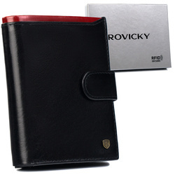 Leather men wallet N4L-RVT-6894 Black+Red