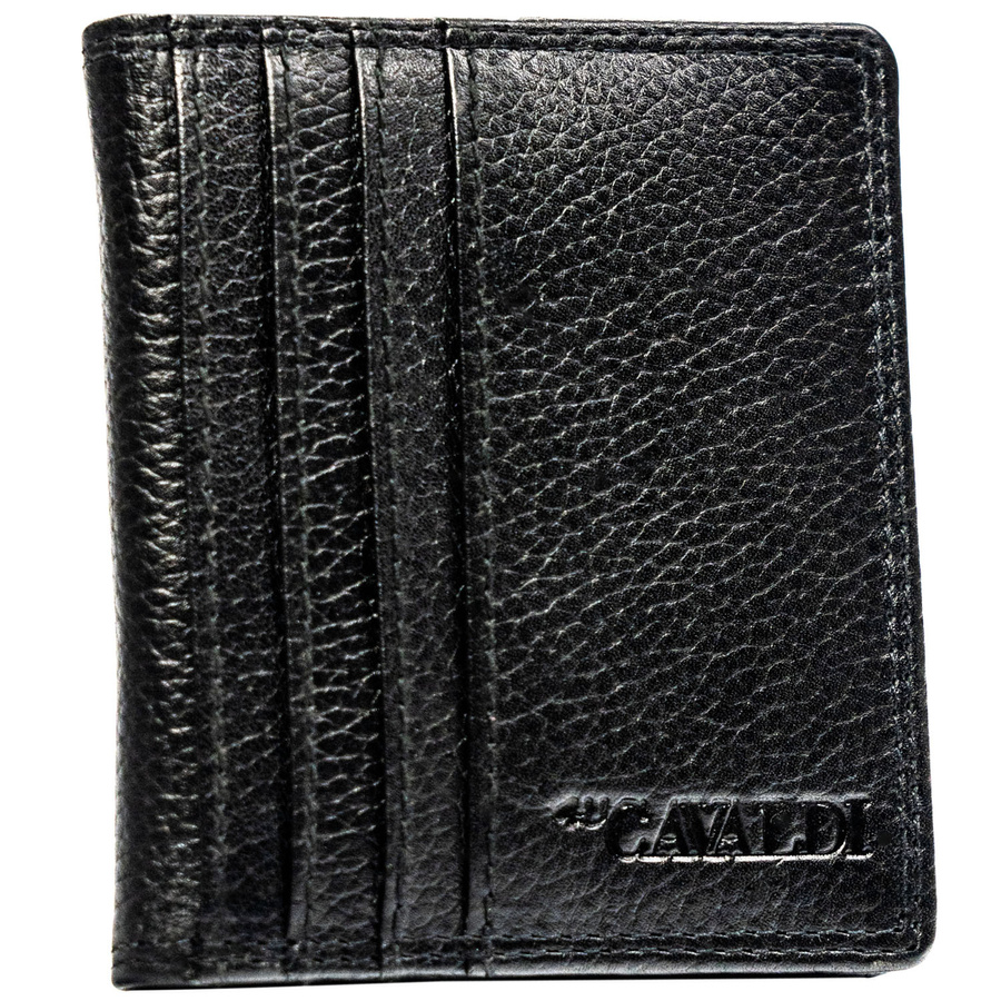 Czarne etui na karty ze skóry naturalnej z systemem RFID - 4U Cavaldi