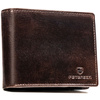 Duży portfel męski ze skóry naturalnej w brązowym kolorze wyposażony w system RFID - Peterson