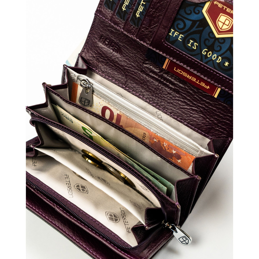 Leather and leatherette wallet RFID PETERSON PTN PS112-FDS