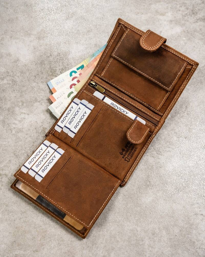 Leather wallet RFID ALWAYS WILD N4L-CHM