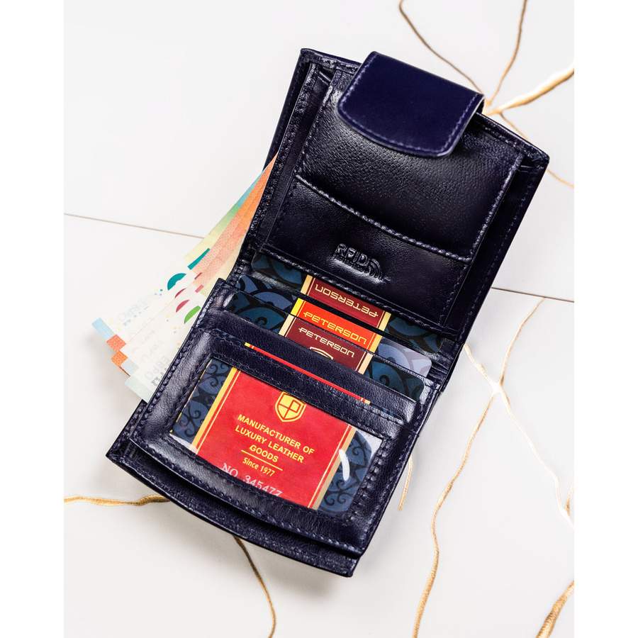 Leather wallet RFID PETERSON PTN RD-314-NGV-M