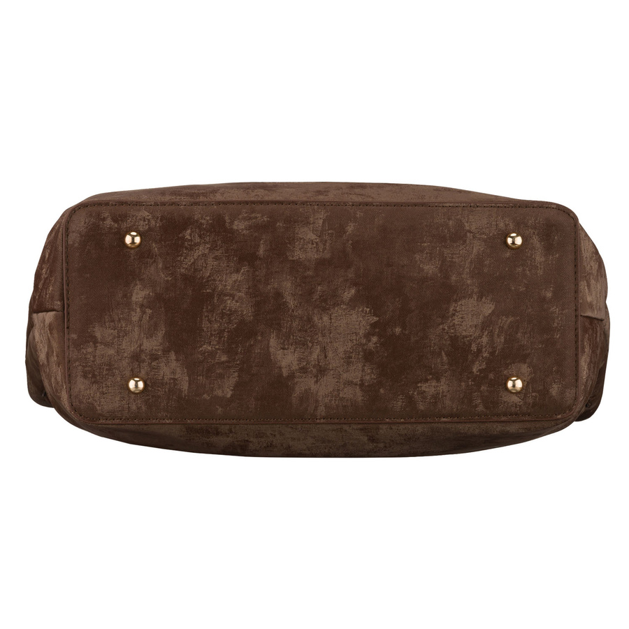 Duża, brązowa shopperka damska wykonana ze skóry ekologicznej, jednokomorowa - Peterson