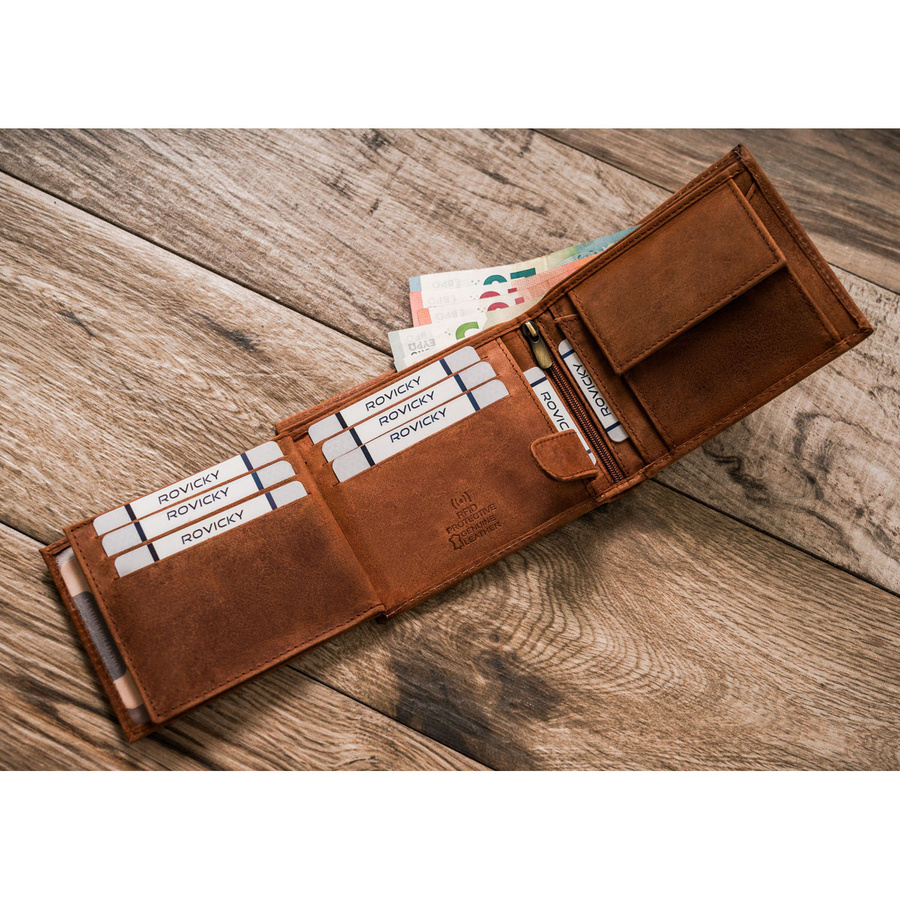 Duży portfel męski z nubukowej skóry naturalnej w brązowym kolorze - Always Wild