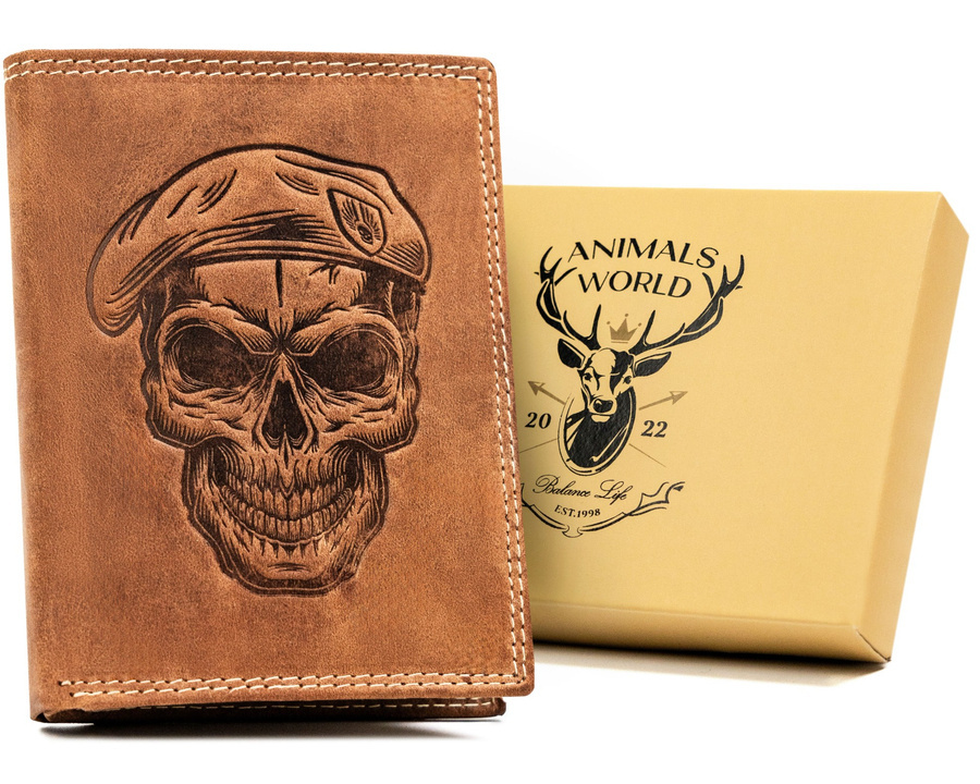 Leather wallet RFID ALWAYS WILD N4-CHM-SKULL