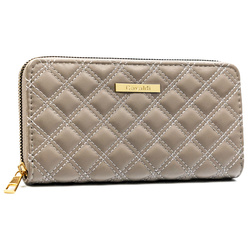 Szary portfel damski ze skóry ekologicznej w pikowany wzór, zamykany suwakiem - 4U Cavaldi