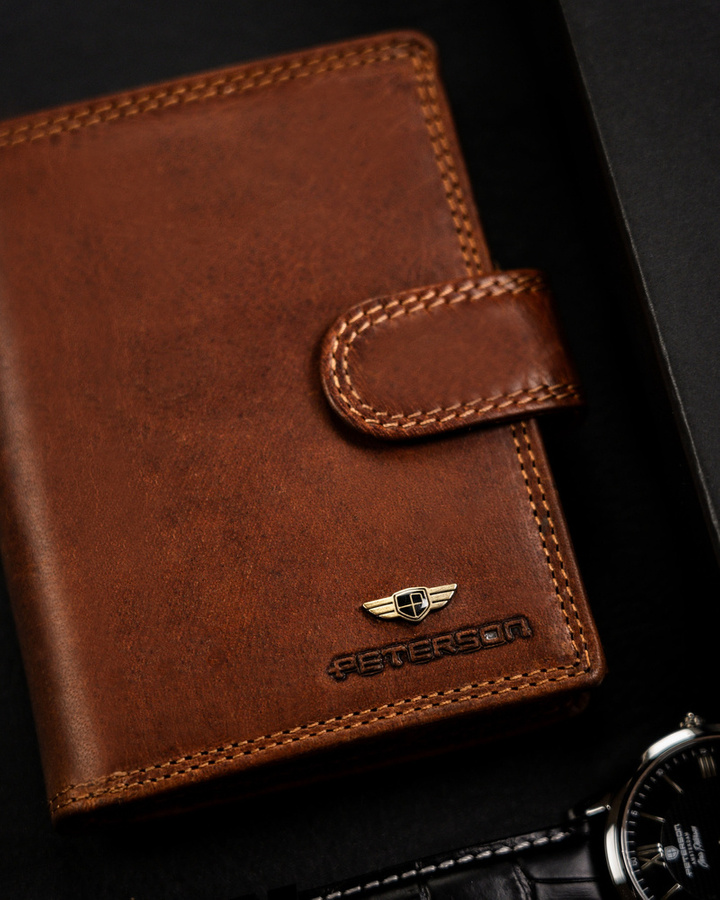 Leather wallet RFID PETERSON PTN WL-0306L-COM