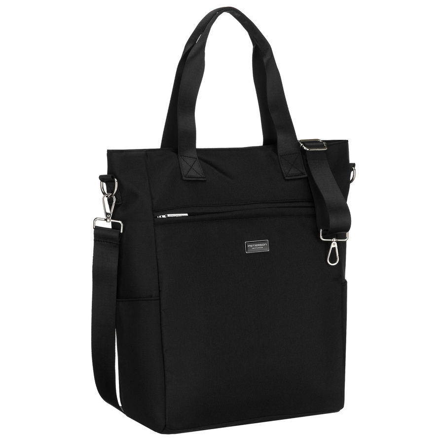 Čierna dámska shopper taška na uchá s odnímateľným popruhom