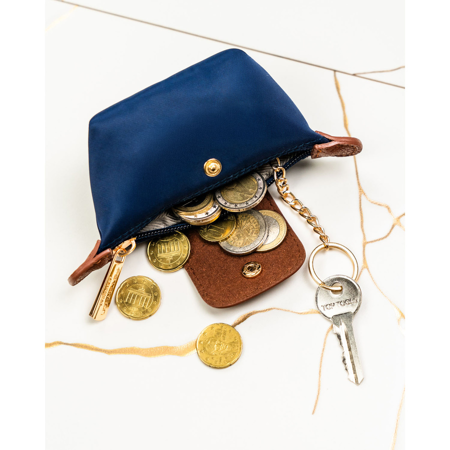 Granatowe etui na klucze z poliestru i skóry ekologicznej - Peterson