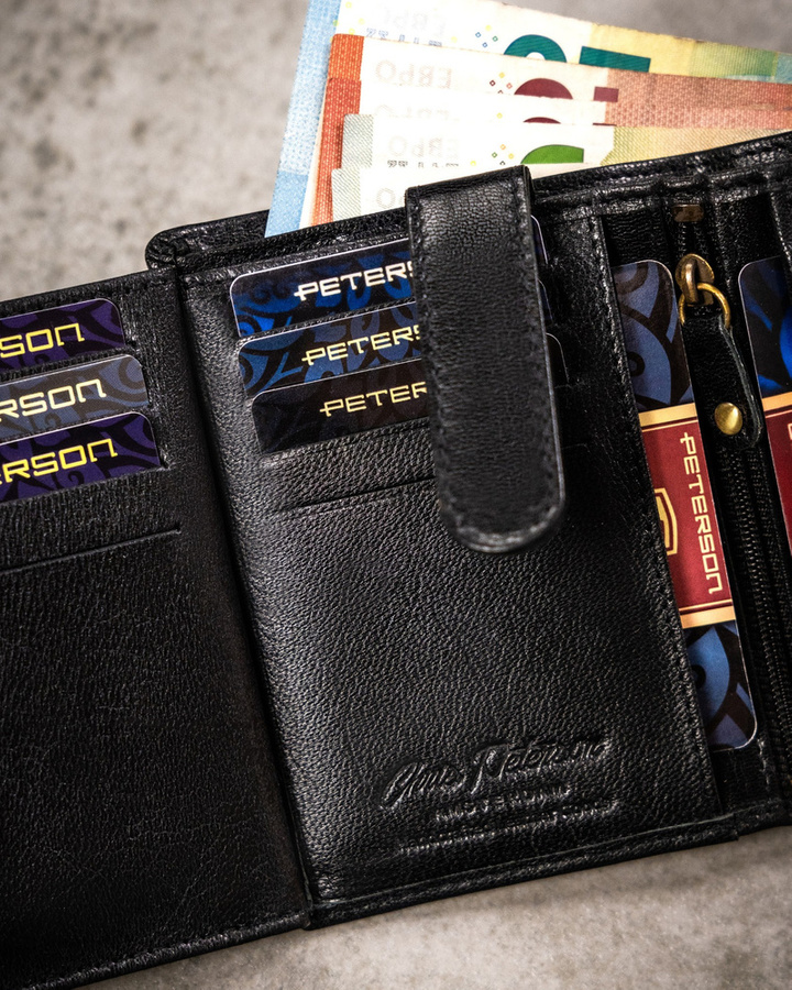 Leather wallet+key ring set PETERSON PTN SET-M-1542L-GVT