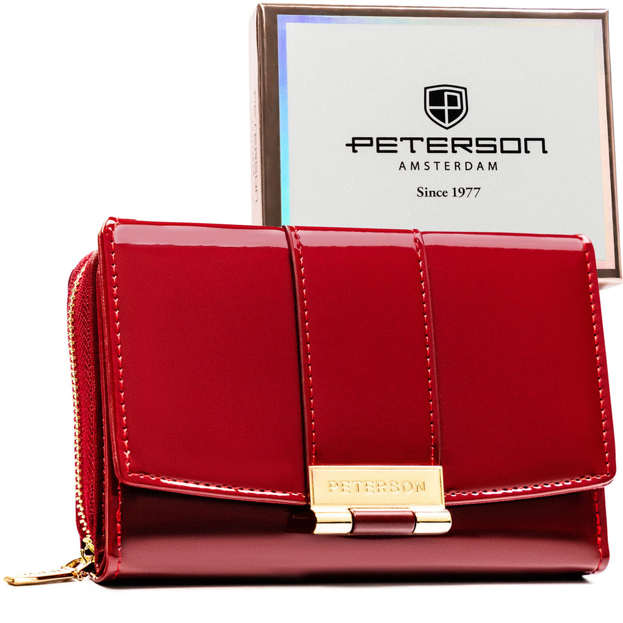 Bordová lakovaná dámska peňaženka z ekologickej kože v horizontálnom prevedení