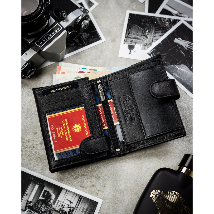 Leather wallet RFID PETERSON PTN N4L-DOT