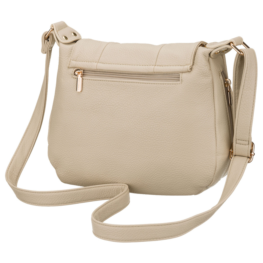 Pojemna, beżowa torebka damska na ramię z kieszeniami - Rovicky
