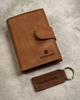 Leather wallet+key ring set PETERSON PTN SET-M-1542L-CH C