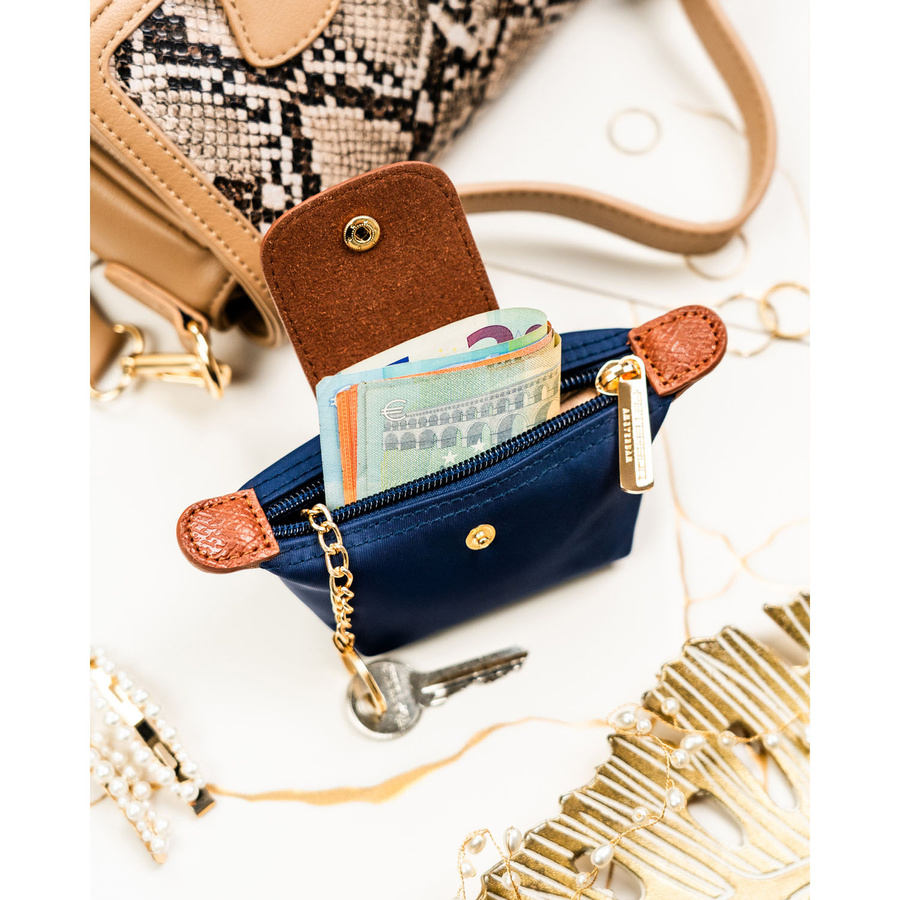 Granatowe etui na klucze z poliestru i skóry ekologicznej - Peterson