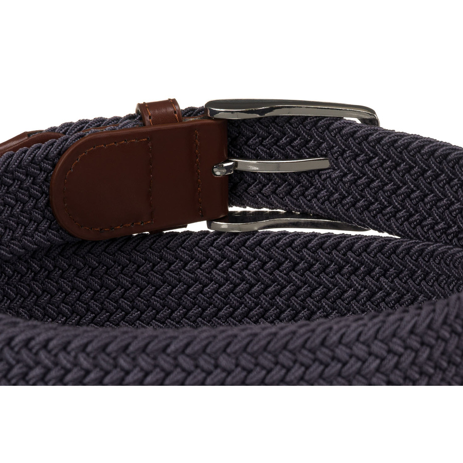 Uniseksowy pasek parciany w szarym kolorze z tradycyjną klamrą - Rovicky