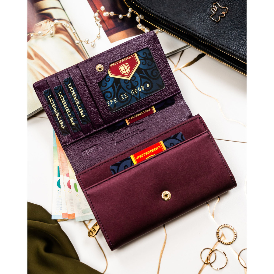 Leather and leatherette wallet RFID PETERSON PTN PS112-HNL