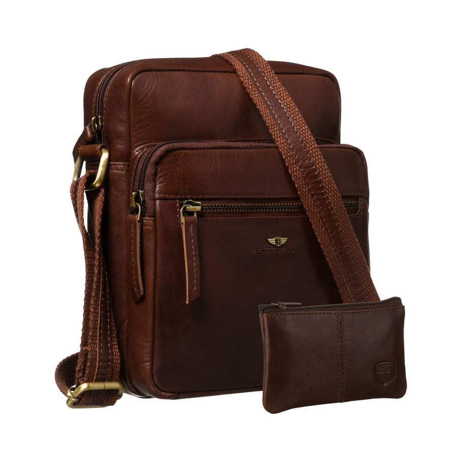 Hnedá pánska kožená crossbody taška – mestský štýl s bezpečným úložným priestorom