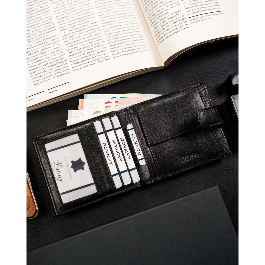 Leather wallet RFID RONALDO RM-01L-BDF-BL