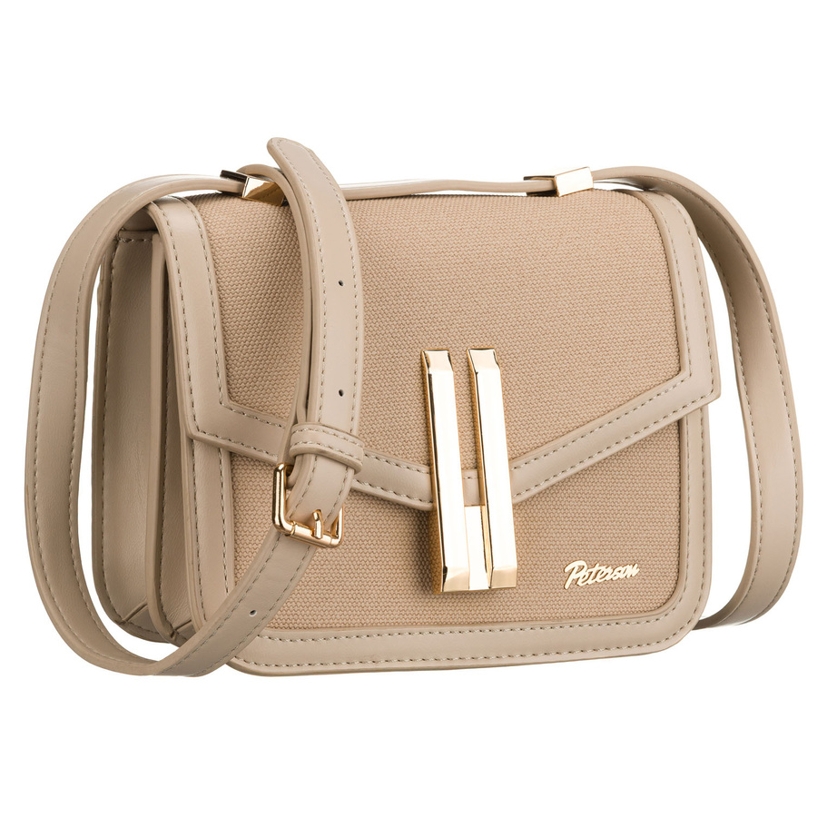 Dámska béžová crossbody kabelka Peterson s magnetickým klipsom a nastaviteľným popruhom